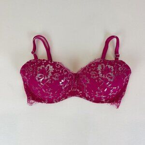 NWOT Victoria's Secret Bra 32D Dream Angels Padded No-Wire Pink Floral Lace